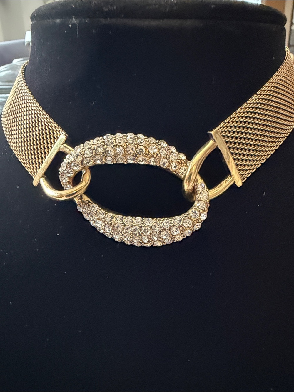 Money Gold Crystal Pave Link Choker Necklace - Women Jewelry